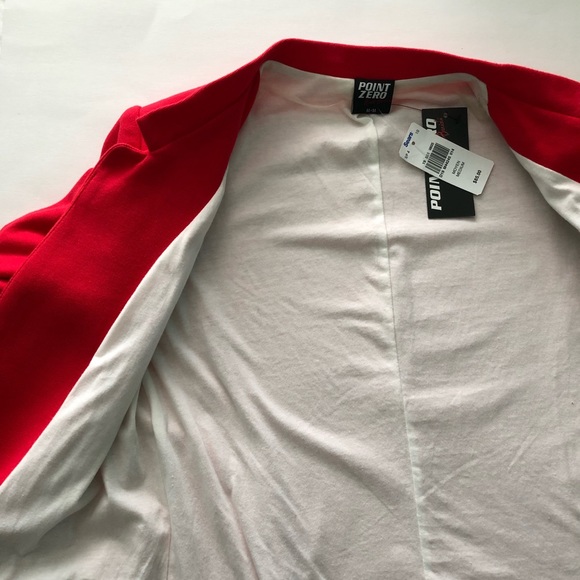 POINT ZERO Red Collarless Cotton Blazer NWT Size M - Picture 8 of 11